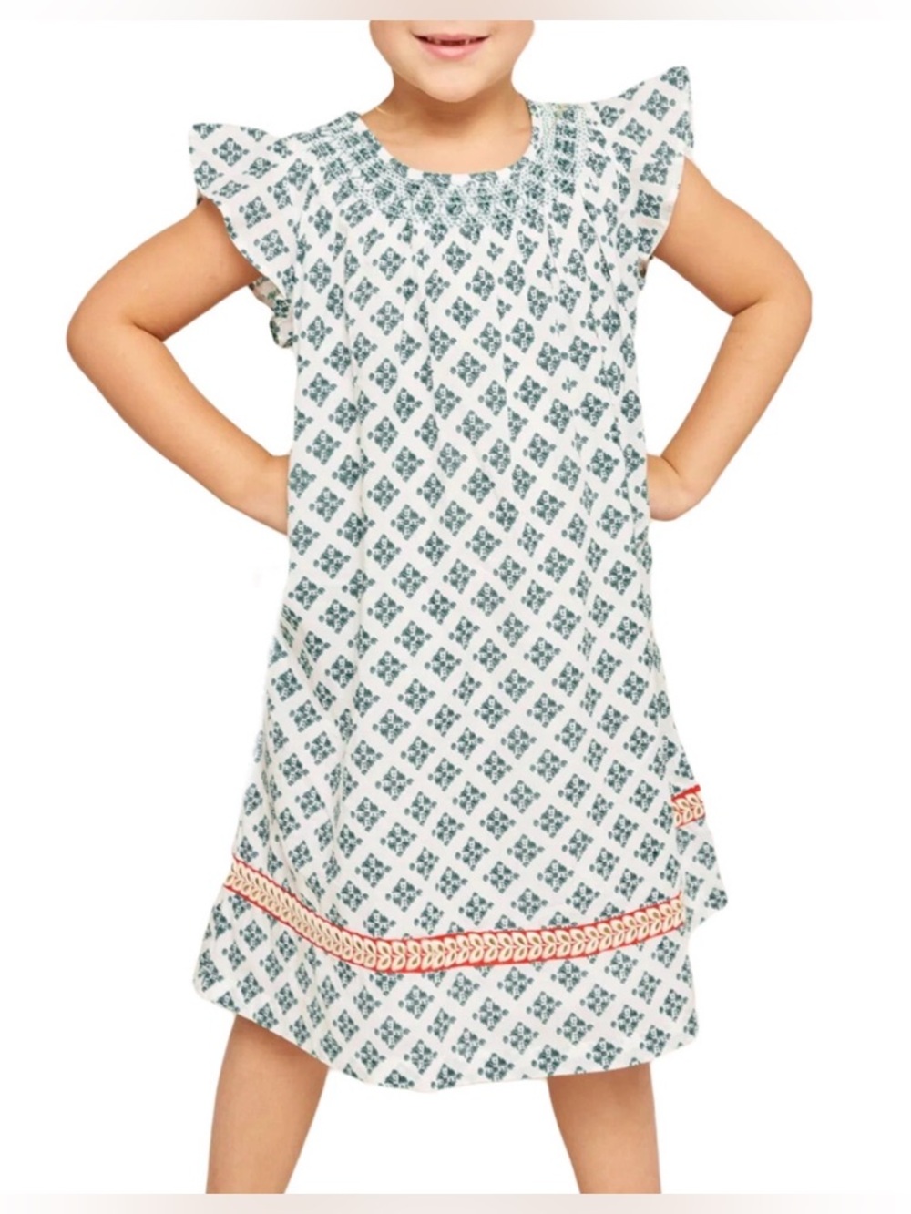 Roller Rabbit White Cotton Dress with Subtle Cream Hue